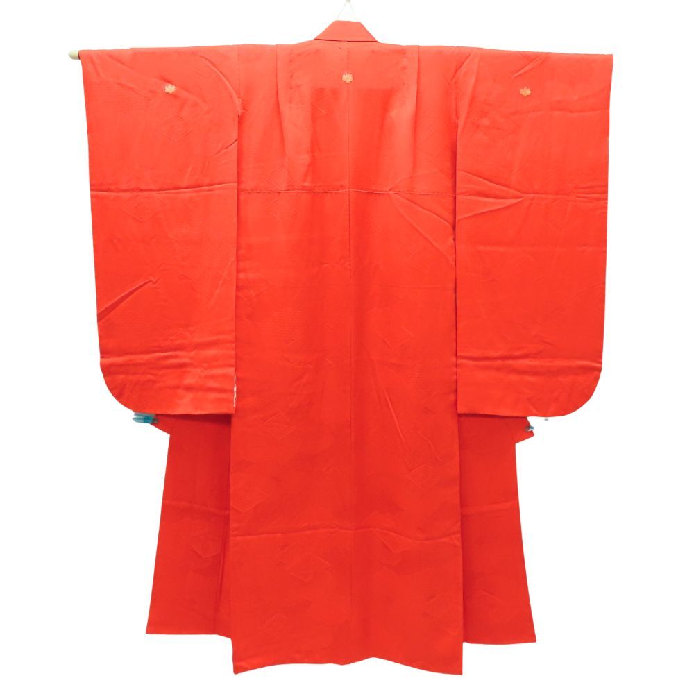 子供着物 無地 祝い着 正絹 レッド系 7歳用 七五三 重ね襟つき 和装 呉服 和服 きもの