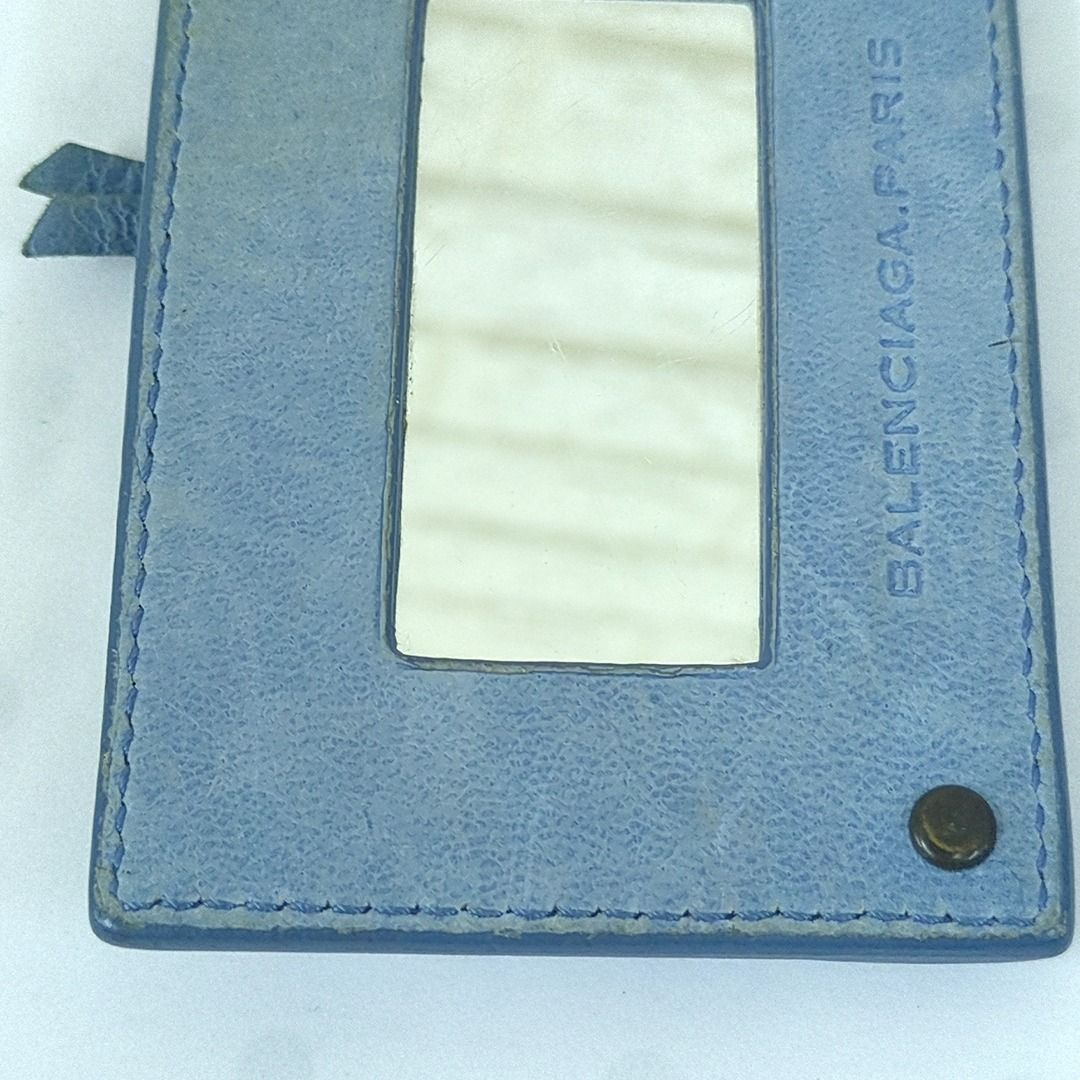バレンシアガ レザー キーホルダー バッグチャーム スカイブルー