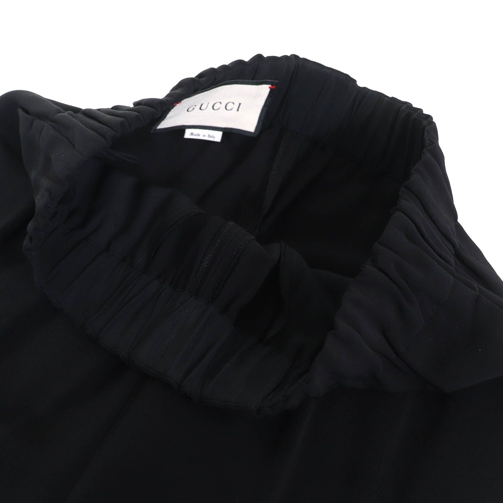 GUCCI グッチ 577607 ウェブライン センタープレス クロップド ワイドパンツ フ パンツ ブラック 36 ハンガー ガーメント付き イタリア製 レディース DECORATOM_COM_BR