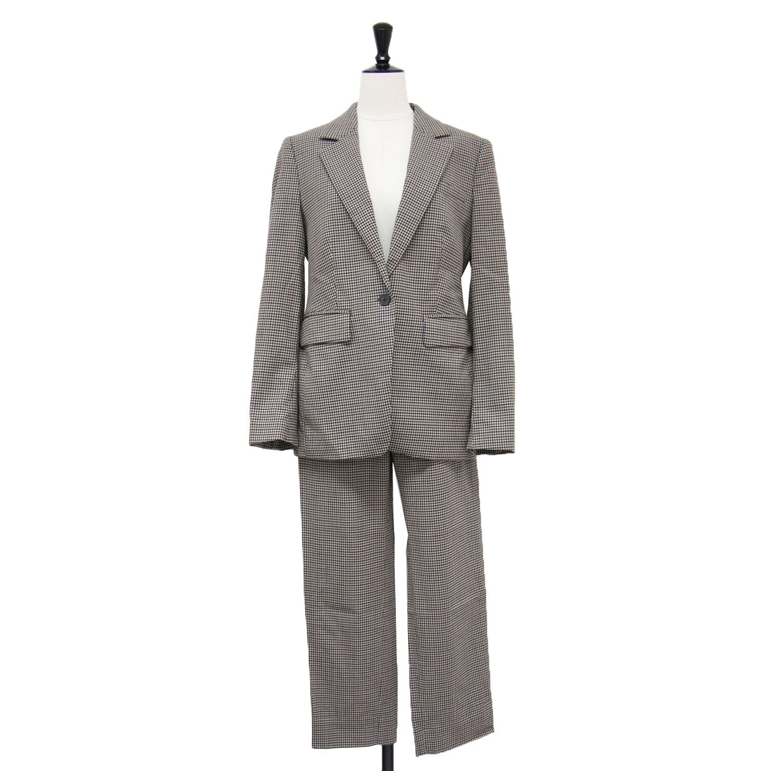 BANANA REPUBLIC バナナリ パブリック ブラウン系 サイズ 2 S 23秋冬 チェック柄 テーラードジャケット クロップドパンツ スーツ セットアップ ブレザー スラックス テーパード レディース