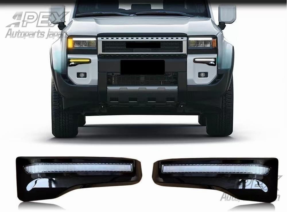 ランドクルーザー250 外装カスタムパーツ 流れるウィンカーホワイトイエローブルーには LEDデイタイムランニングライト 3つ機能がありますZYL878