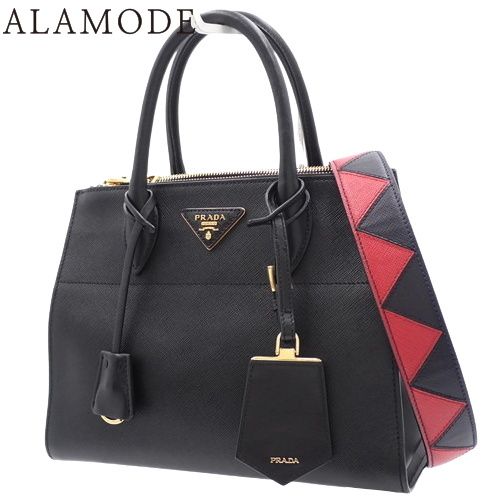 PRADA プラダ パラディグムバッグ ハンドバッグ 2WAY ショルダーバッグ 肩掛け サフィアーノレザー カーフ SAFFIANO CITY CARF NERO|FUOCO ブラック黒 レッド赤 1BA103 40802146001 アラモード
