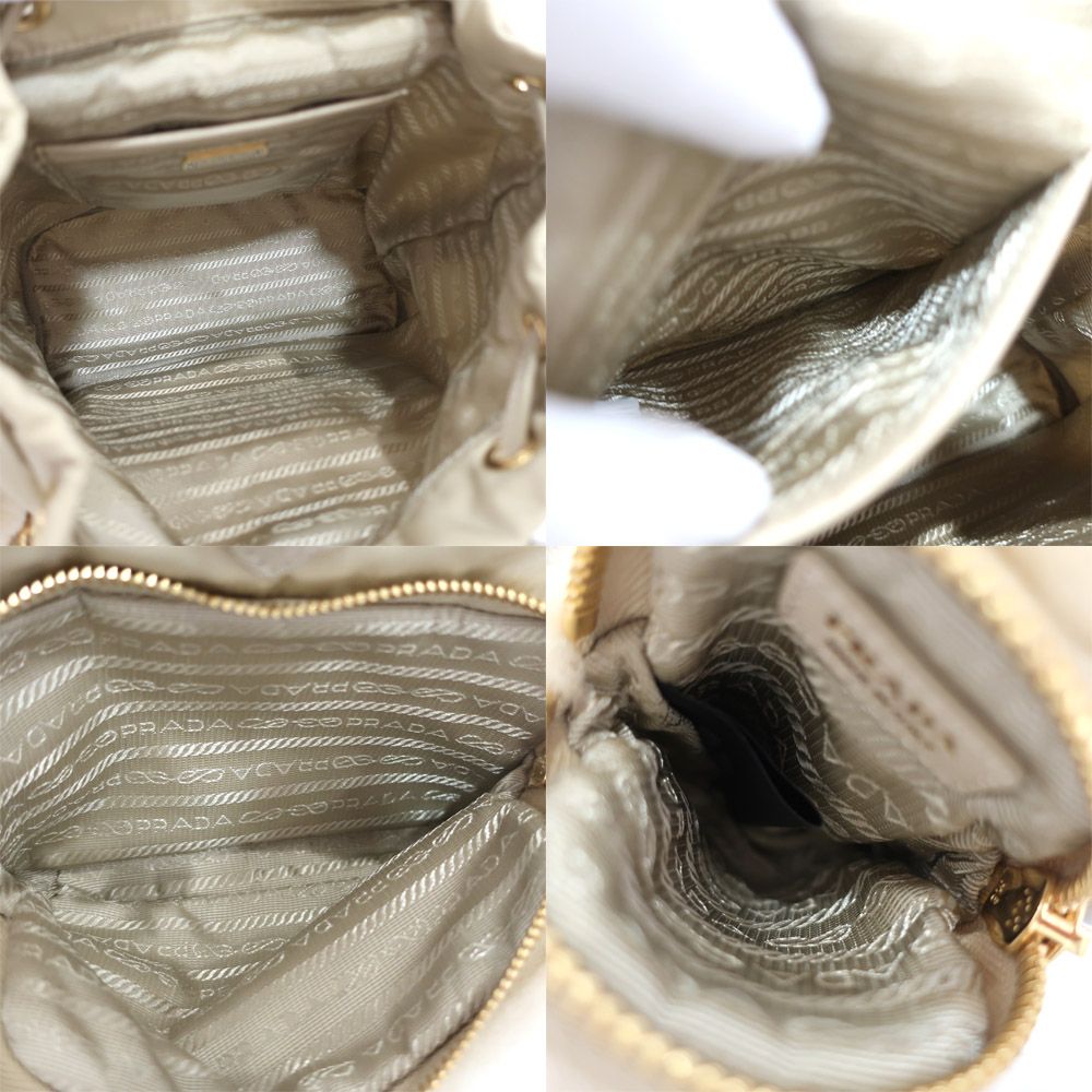 栄】プラダ Re-Nylon シアリング バックパック 1BZ074 ナイロン サンド  