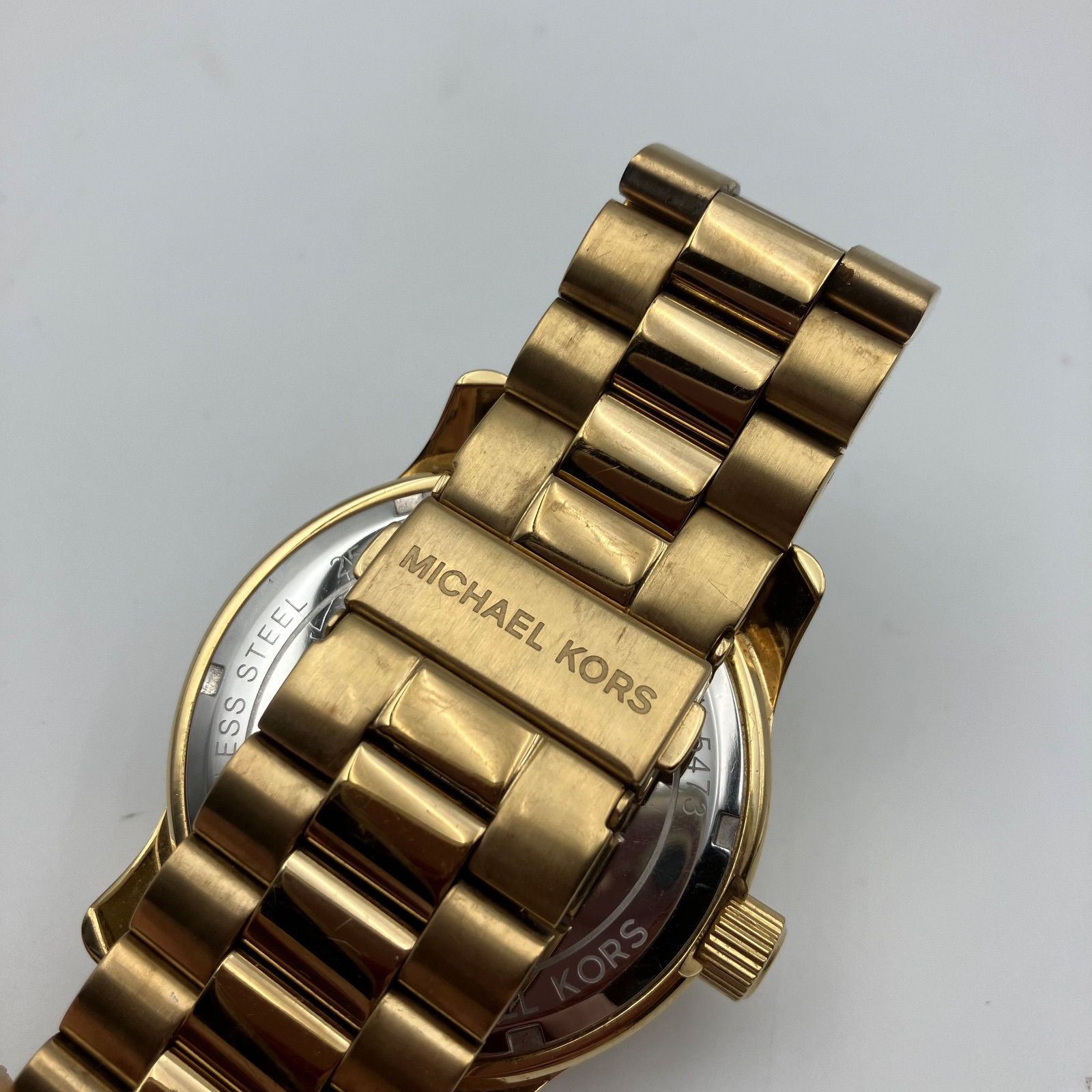 MICHAEL KORS マイケルコース 腕時計 レディース 3D ロゴ インデックス オールゴールド MK5473 現状品 電池切れ 不動 ジャンク  SG84-61