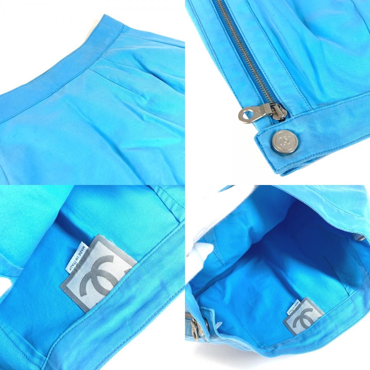 CHANEL シャネル スカート ロゴ CC ココマーク P19433 コットン ブルー GULLKHAN_COM