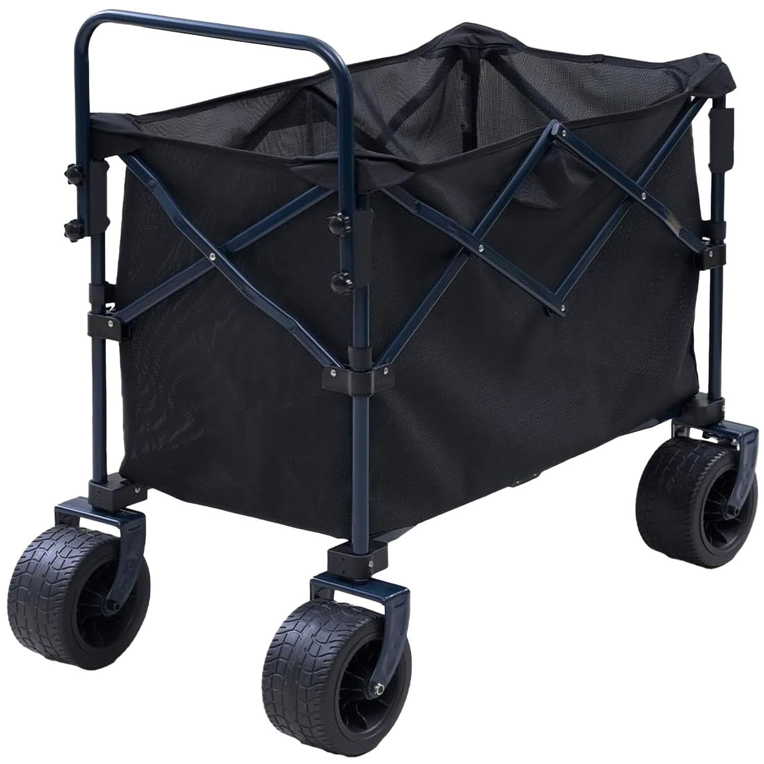 押す 引くができる アウトドア キャンプ 工事 キャリーワゴン 現場 作業 耐荷重100kg 山善 YAMAZEN 悪路に強い コンパクト収納 HOW-100 NV BK