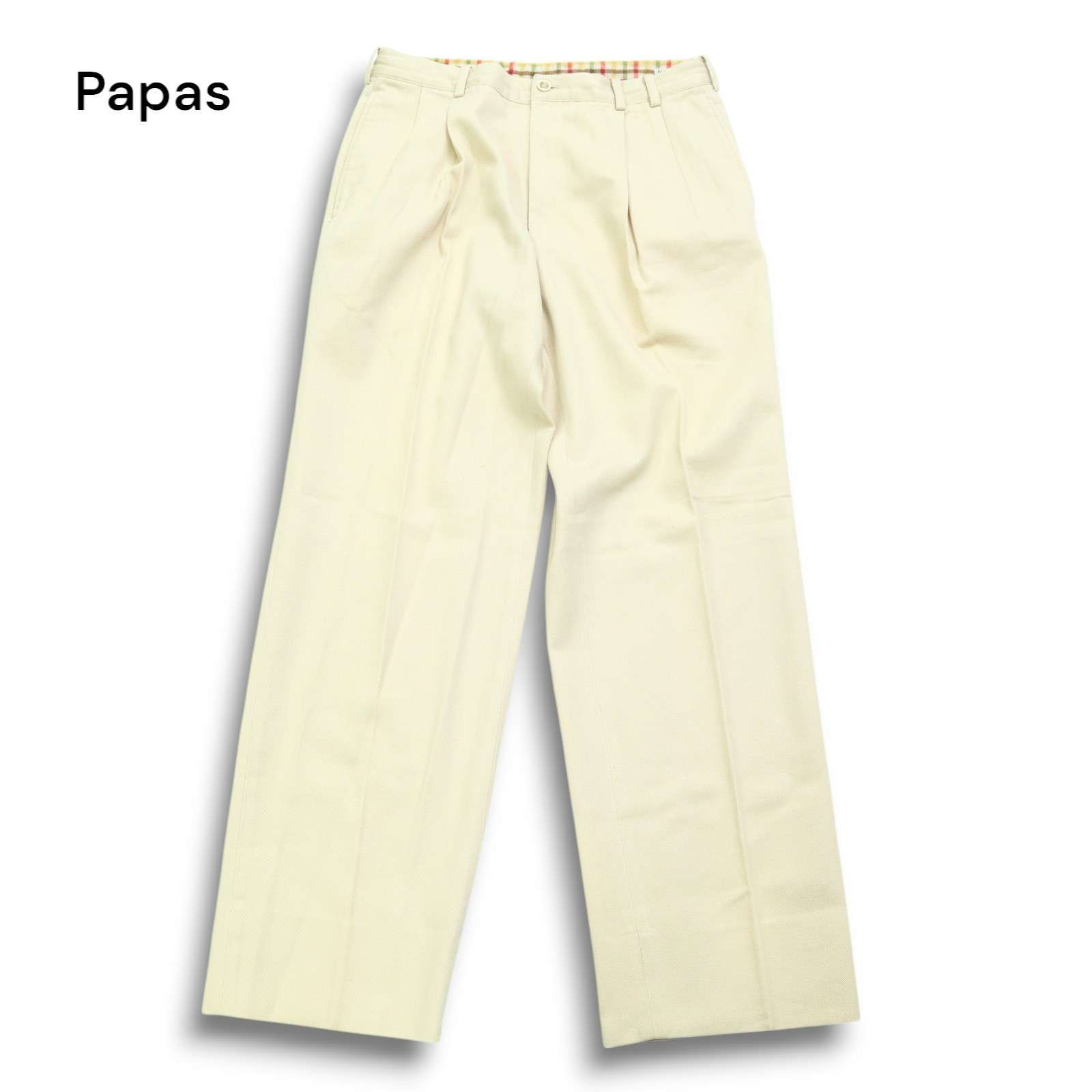 その他 papas Papas パパス 通年☆ 裏地チェック使い コットン スラックス