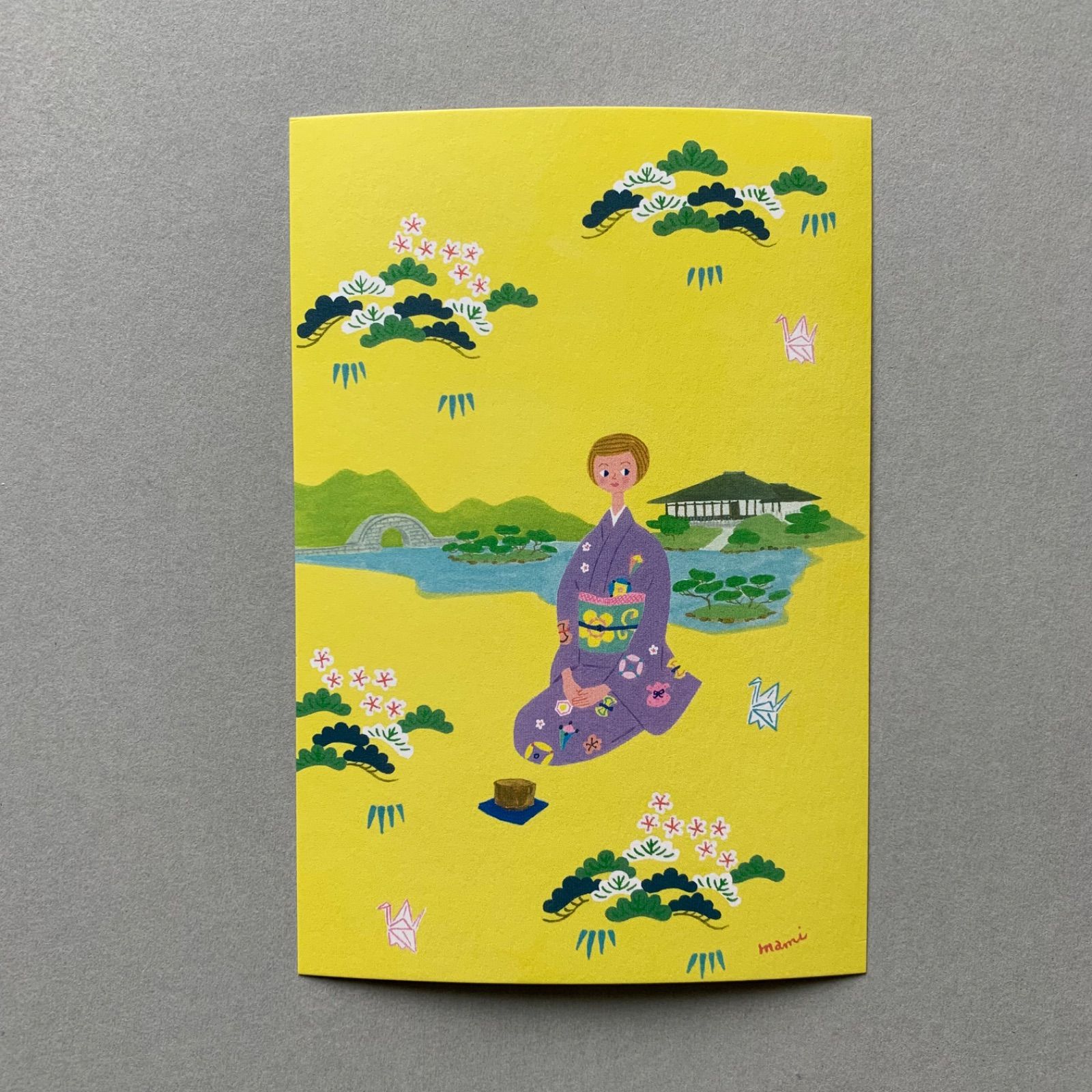 「広島・着物ガール」ポストカード3枚セット　夏　土産　浴衣　宮島　縮景園　茶道　紅葉-5
