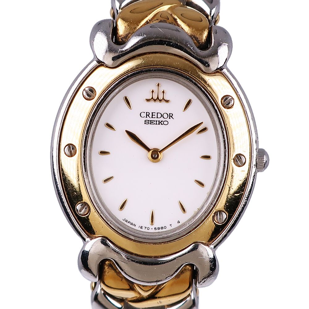 【SEIKO】セイコー クレドール 1E70-3A80 ゴールド＆スチール ゴールド クオーツ レディース 白文字盤 腕時計