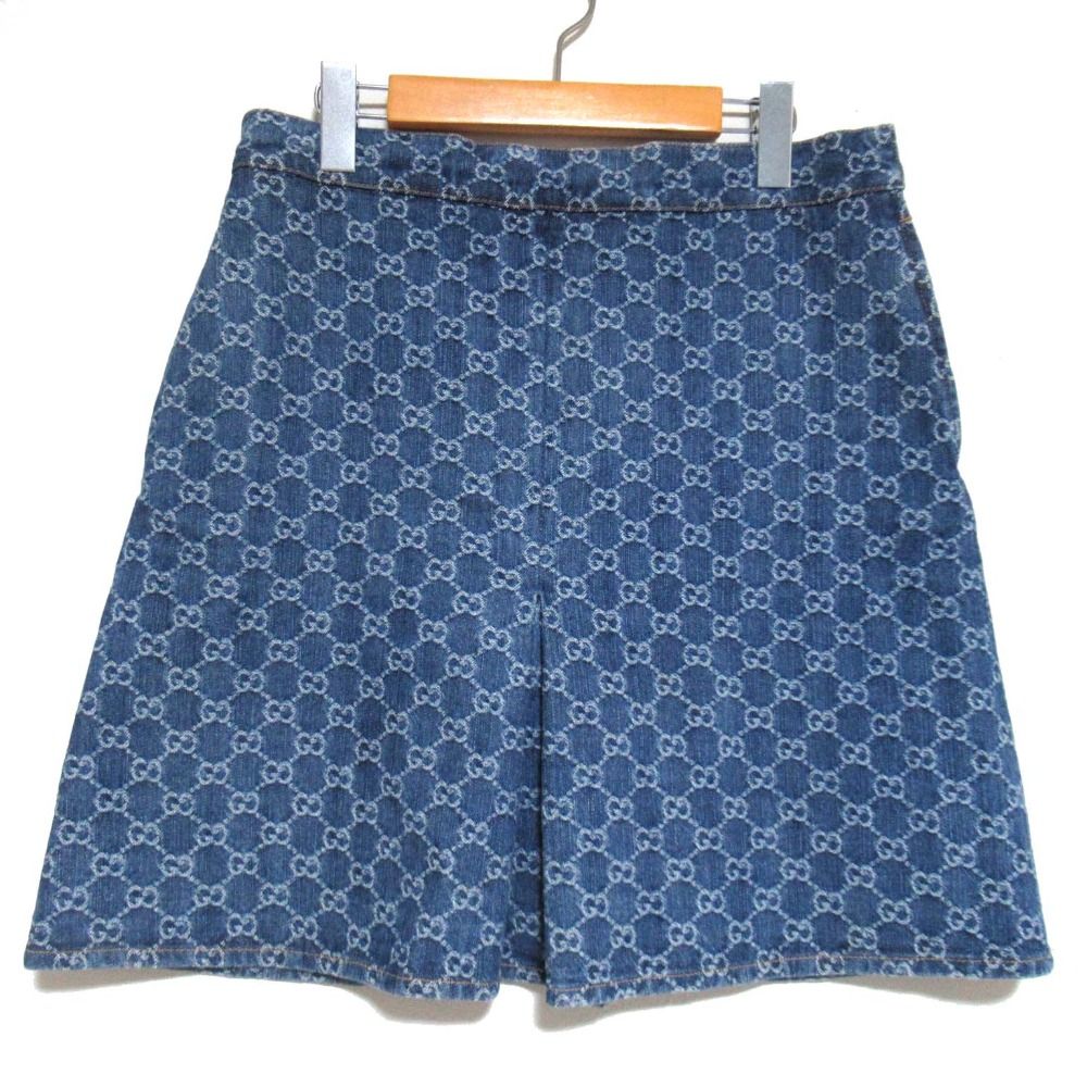 25SS GUCCI グッチ ウェアGGデニム ジャカード ミニスカート 791386 サイズ40 165|68Y インディゴブルー レディース 古着