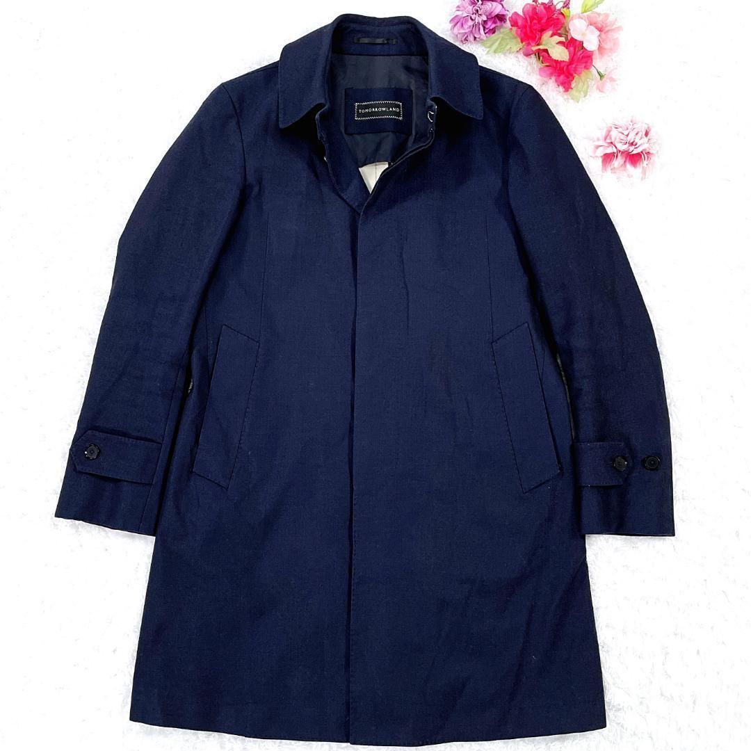 【美品】トゥモローランド ロロピアーナ ステンカラーコート ネイビー 48 L トゥモローランド TOMORROWLAND × Loro Piana STORM SYSTEM