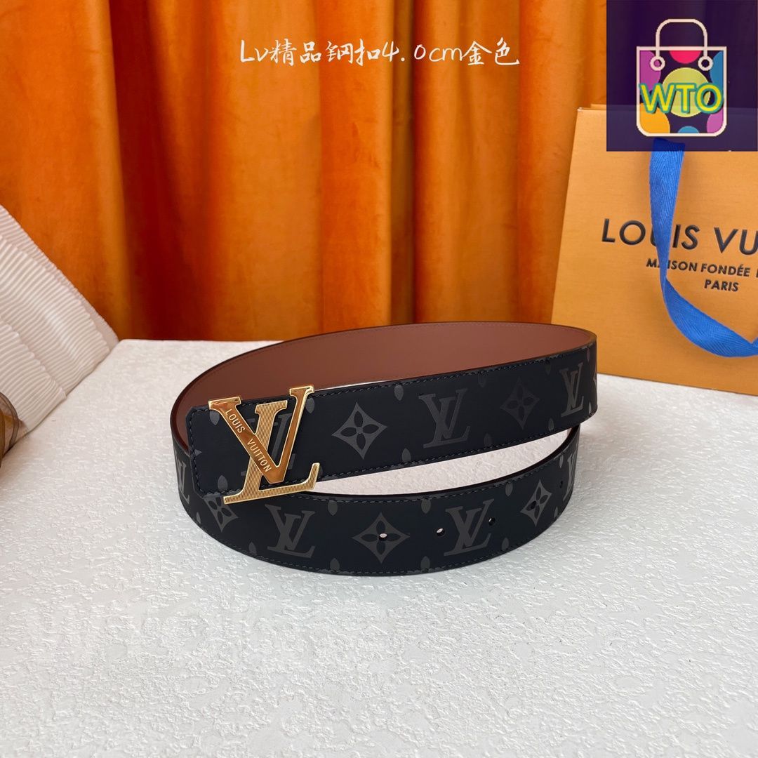 85cm LOUIS VUITTON ブラウンレザーベルト 箱付 二ちゃん Louis