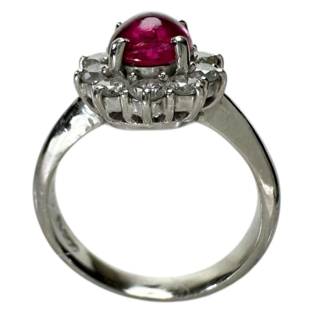 8.5号 カボションルビー 1.00ct ダイヤモンド 0.47ct リング