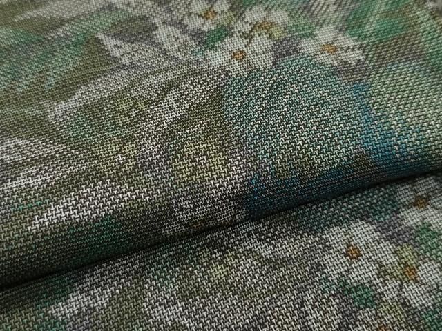 平和屋着物□極上 本場大島紬 泥染め 9マルキ 加那の郷 草花文 丸宮