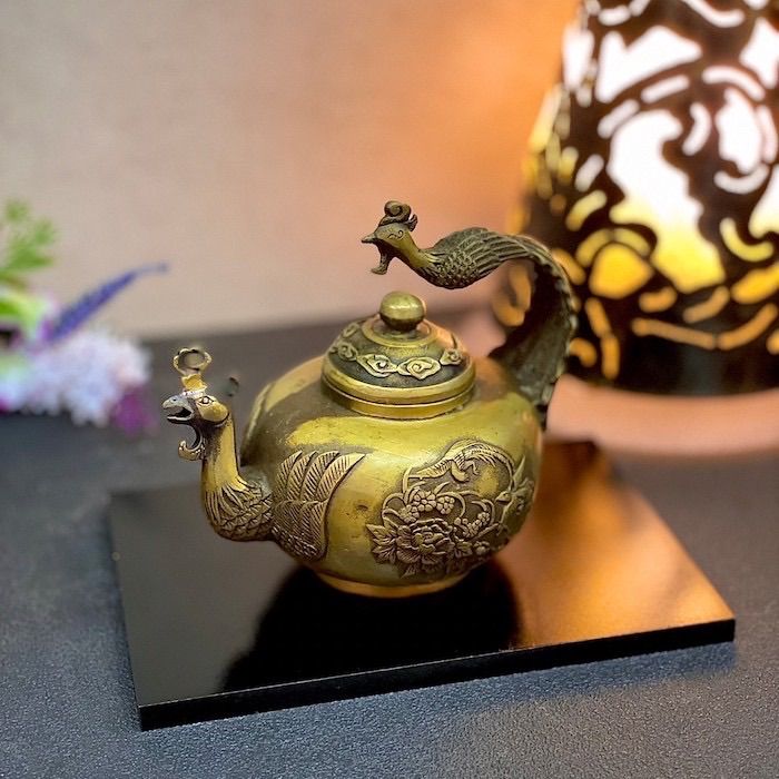 鳳凰急須 鳳凰 朱雀 不死鳥 フェニックス 観賞用 銅 金 ゴールド 置物