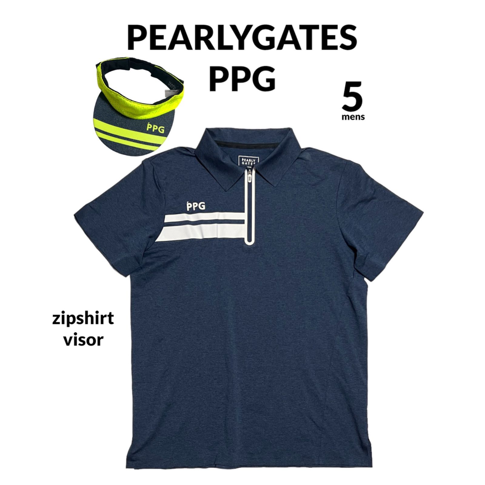 PEARLYGATES ジップシャツ バイザー セット サイズ5 PPG ネオン