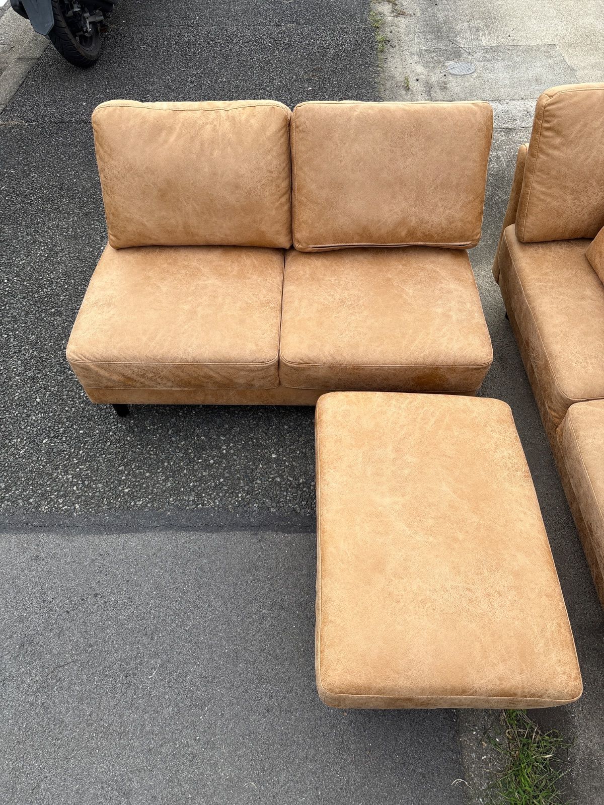 ファブリックレザーソファ ベージュ