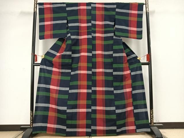 平和屋着物 小紋 単衣 横段文 やまと誂製 綿 AABC3770fy