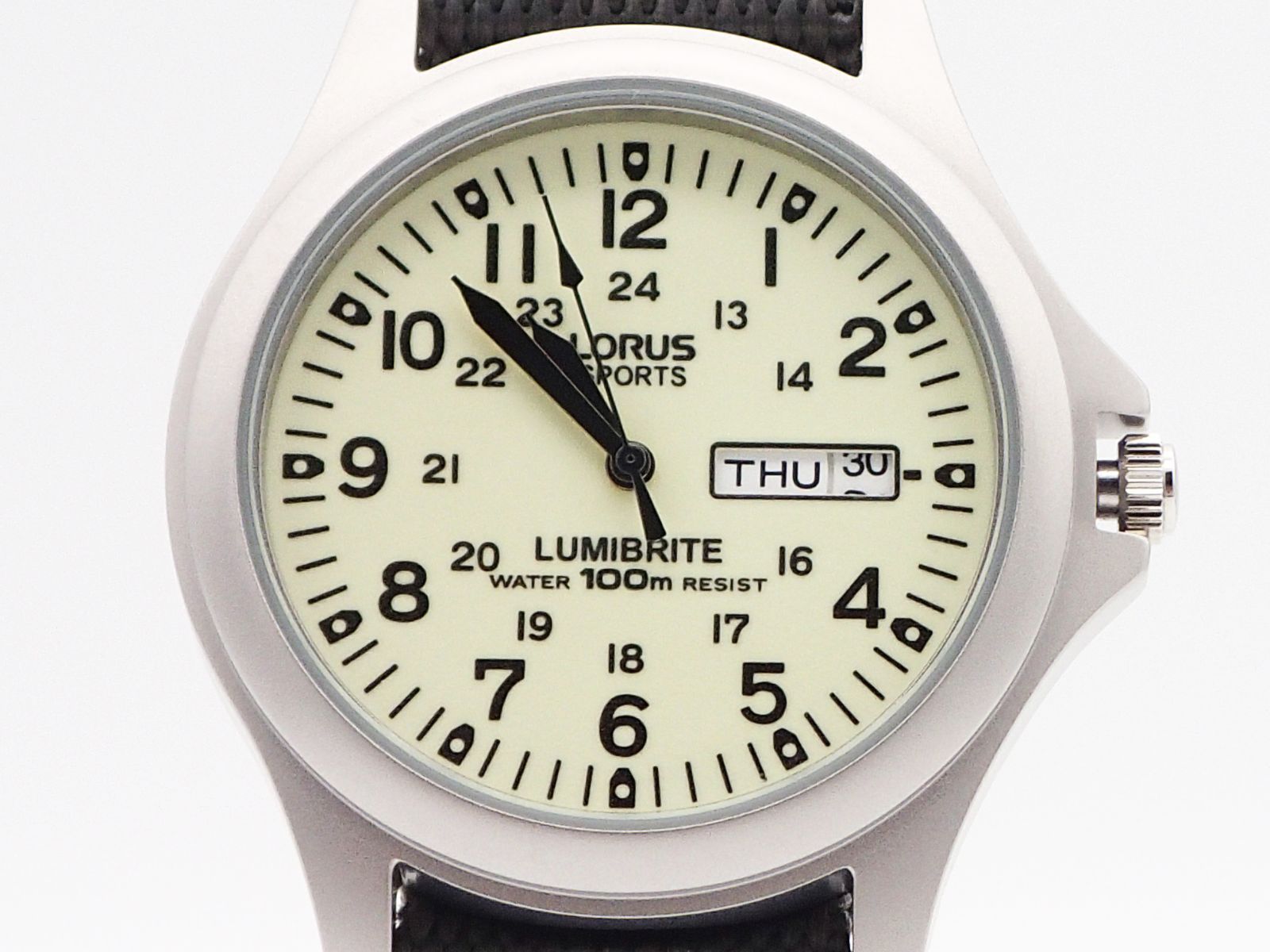 SEIKO LORUS Quartz Lumibrite Dark Grey Military Watch セイコー  