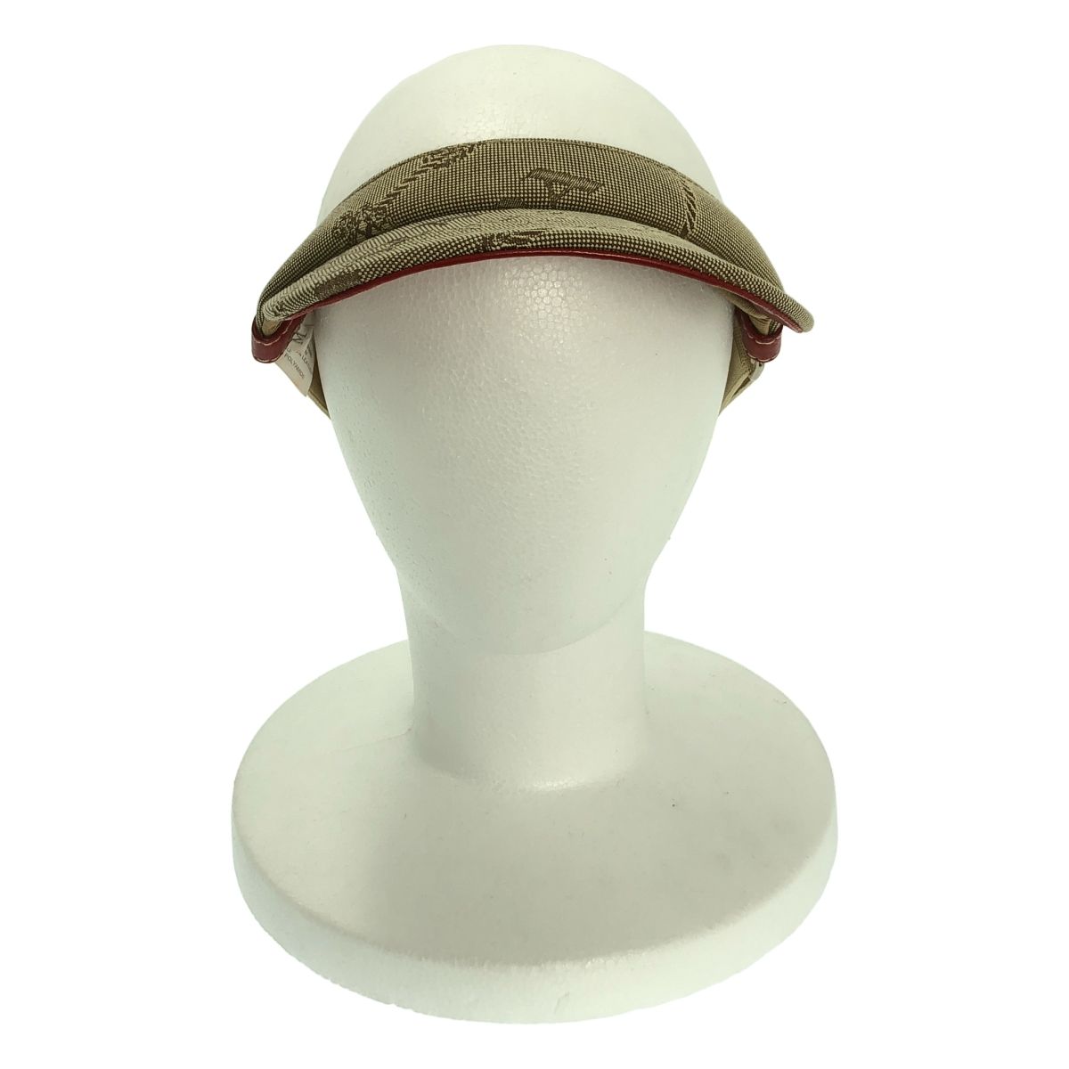 お買い物の参考にどうぞ。 PRADA プラダ キャンバス ジャガード サンバイザー M ベージュ レッド レディース