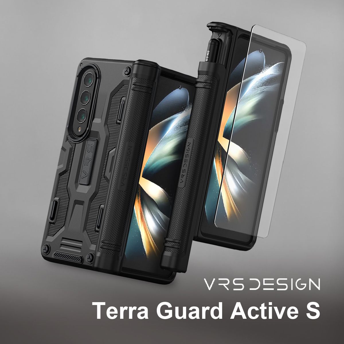 Galaxy Z Fold4 5G ケース カバー フィルム付き 耐衝撃 Sペン 収納 付 ヒンジ保護SCG16 / SC-55C ギャラクシーZフォールド4 対応 VRS Terra Guard Active S