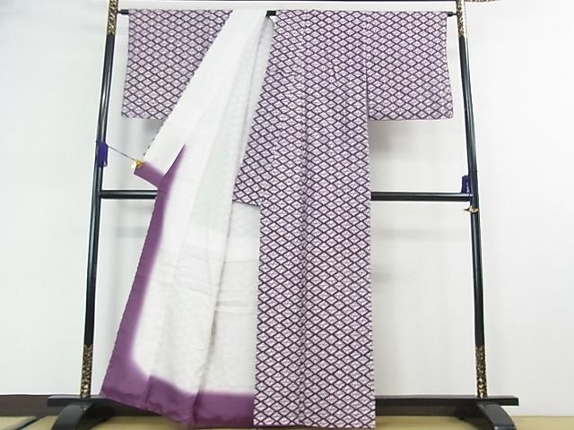 平和屋本店□極上 岩手の匠 草紫堂 南部絞り 紫根染 綿 菱文 逸品