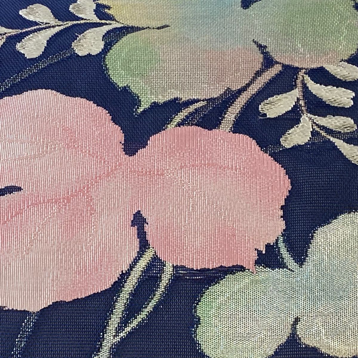 名古屋帯 優品 紗 夏帯 葉柄 銀糸 紺色 正絹 【中古】 - メルカリ 名古屋帯 優品 紗 夏帯 葉柄 銀糸 紺色 正絹 【中古】 - メルカリ