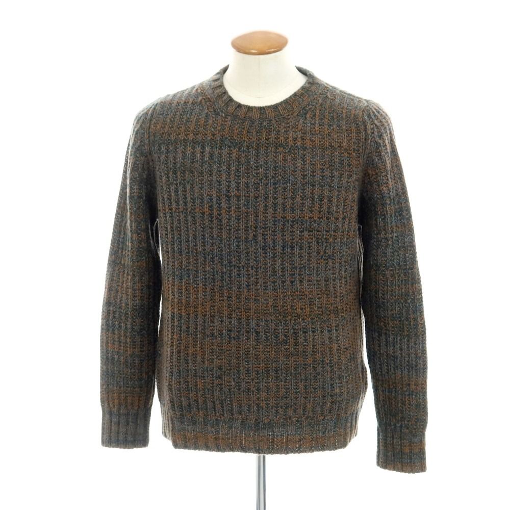 【中古】サントーニ Santoni × Marco Zanini カシミヤ クルーネック プルオーバーニット グレーxブラウン【サイズ48】【メンズ】