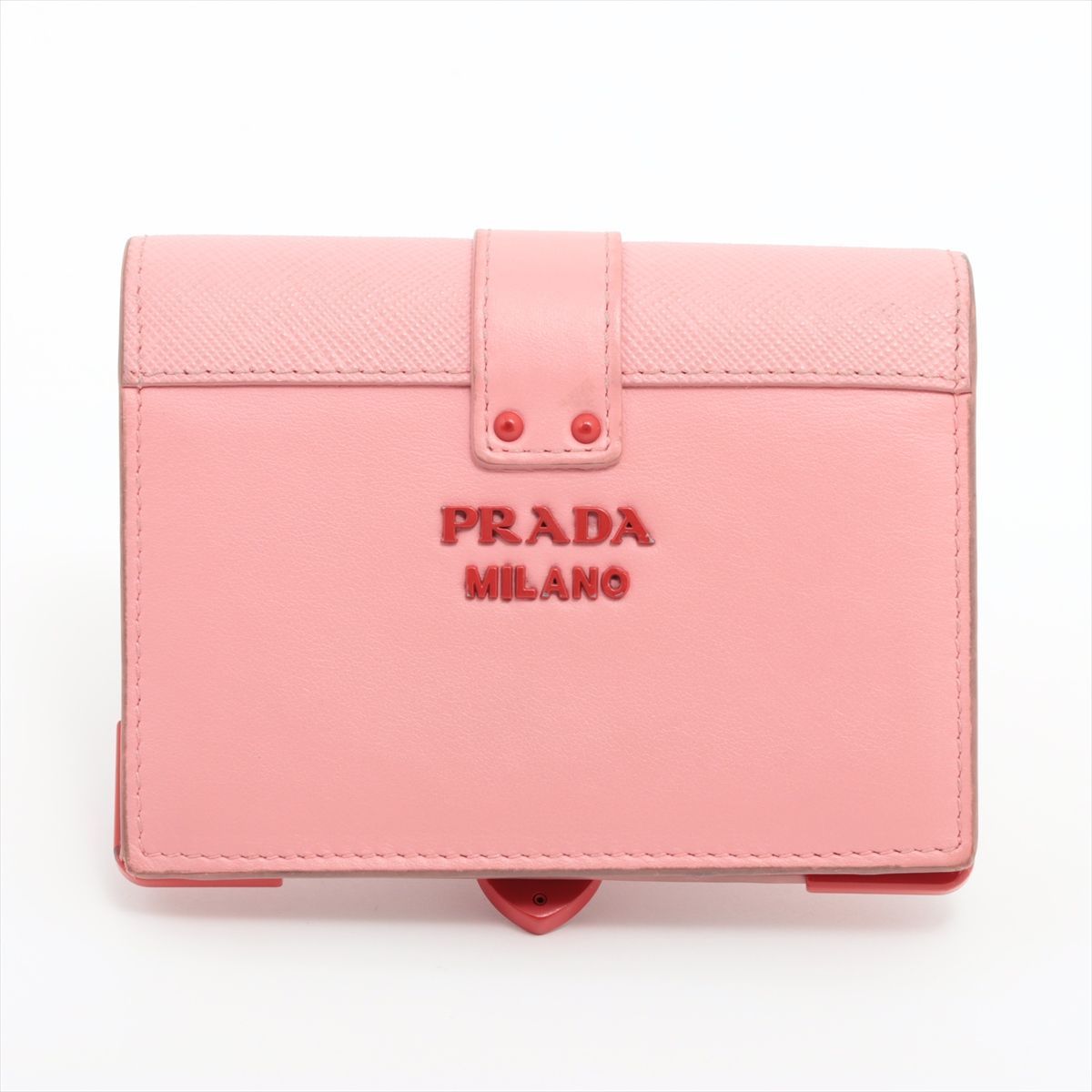 極美品・レア品】プラダ 二つ折り財布 カイエ ピンク ハート レザー 