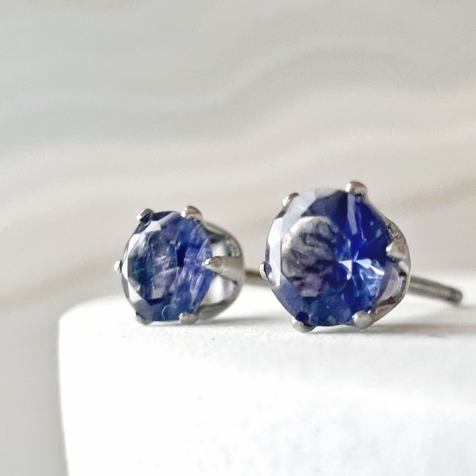 JORIE】4mmアイオライトピアス サージカルステンレス アガット  