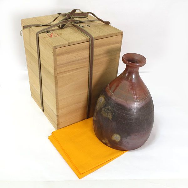 備前焼 石田安弘 花器 備前焼|石田安弘 備前焼舟徳利 花器