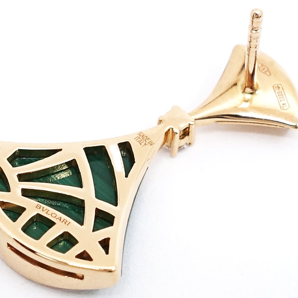 栄】ブルガリ K18PG ディーヴァドリーム ピアス マラカイト