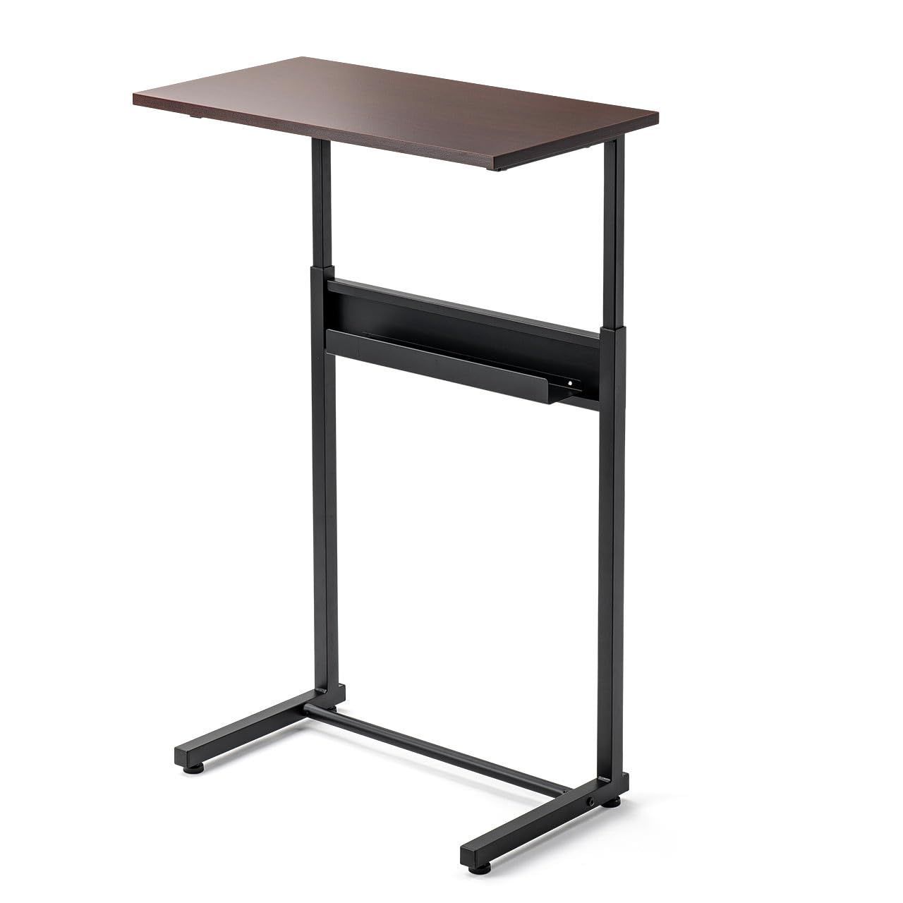 ケーブルトレー付き 幅60cm×奥行32cm モニター台 高さ7段階 L字デスク 拡張 コンソールテーブル サブデスク 100-DESKF047BR サンワダイレクト