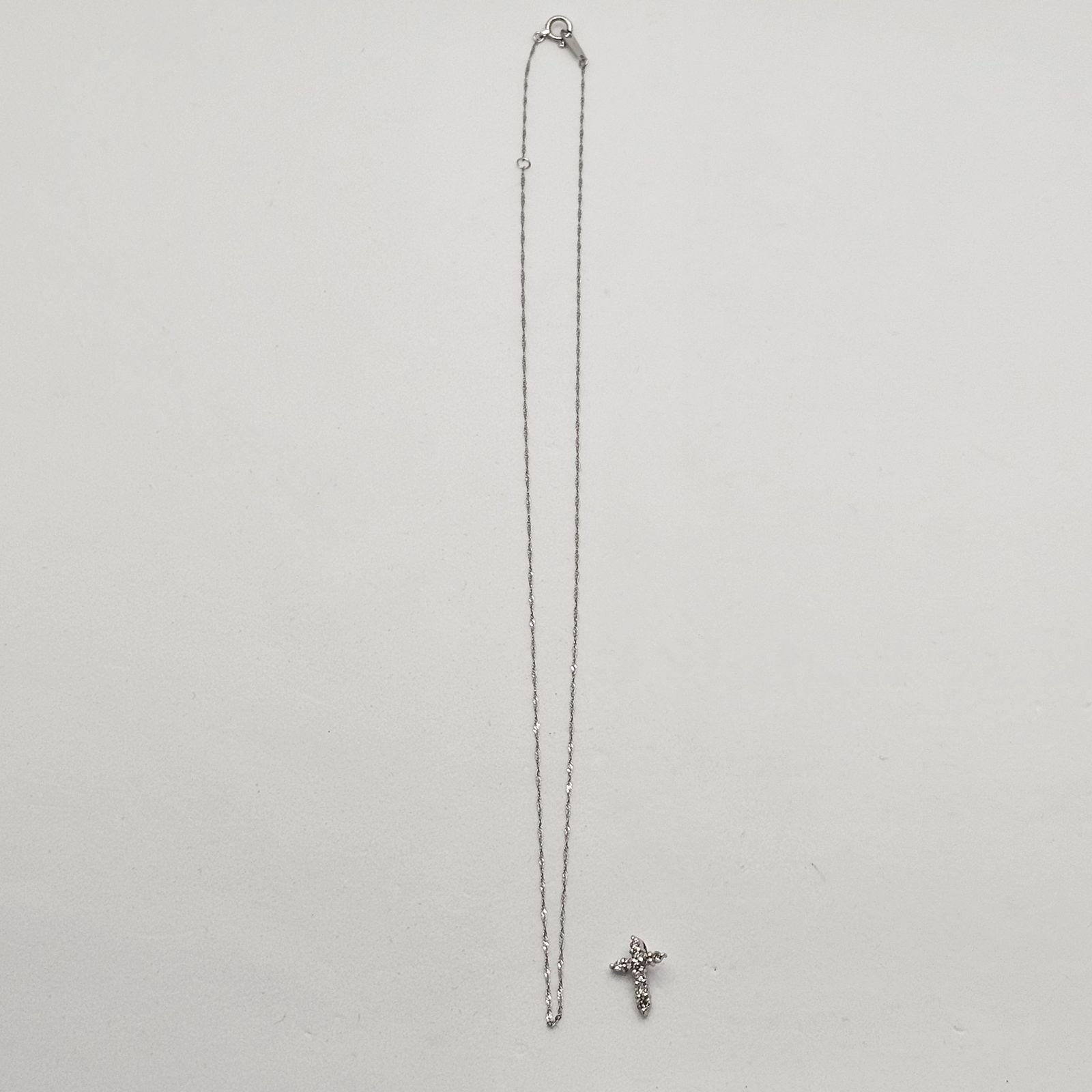 美品✨天然ダイヤ0.20ct クロスネックレス Pt900/850 超音波済