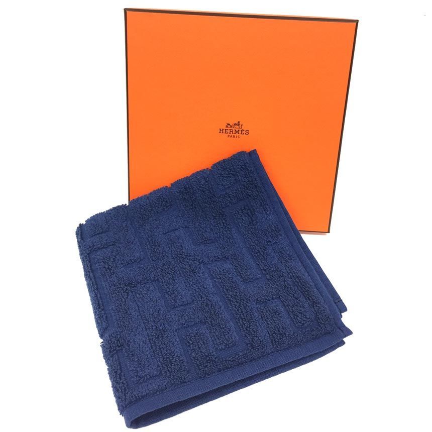 HERMES エルメス ハンドタオル ステアーズ ネイビー aq8933-1