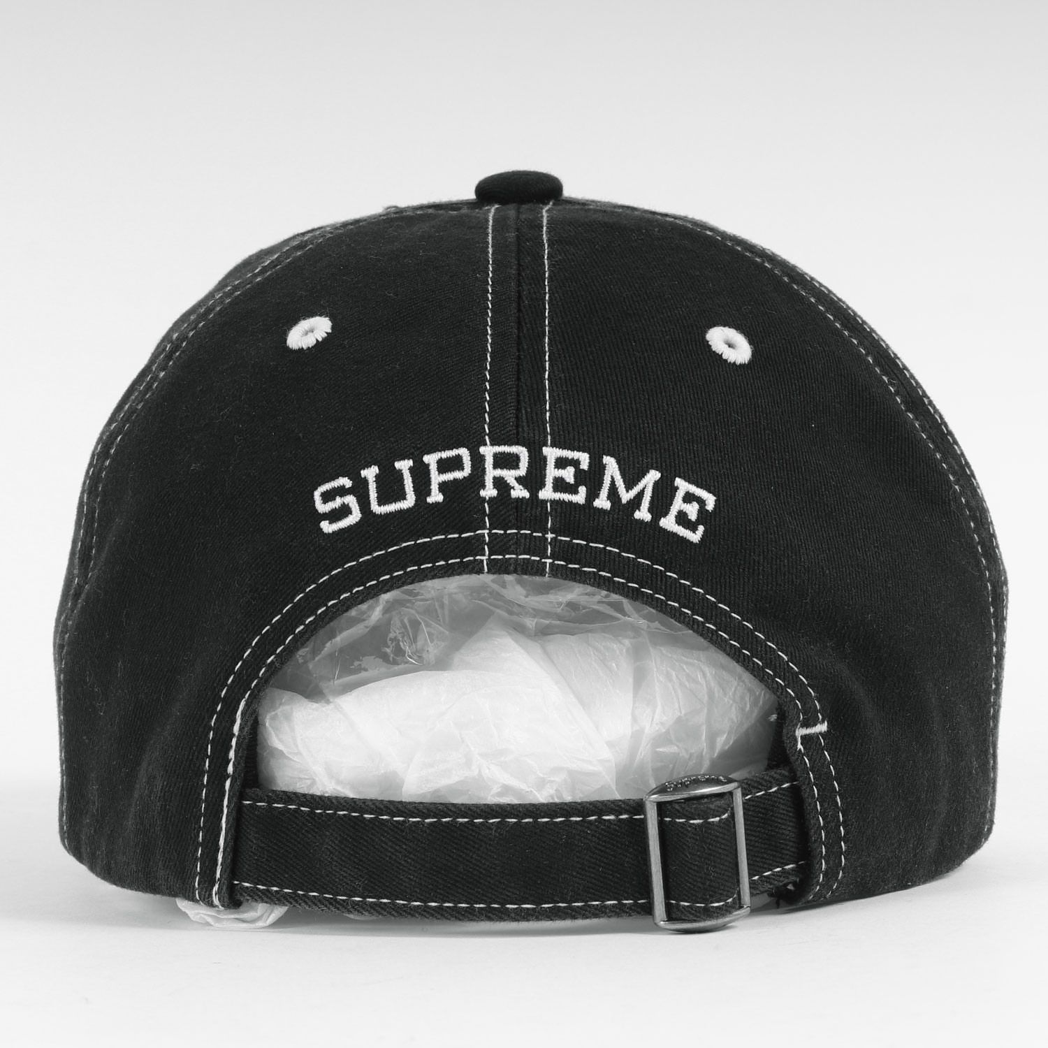 美品 Supreme シュプリーム キャップ 23SS ステッチロゴ 6パネル キャップ Visor Stitch 6-Panel ブラック 黒 帽子  ブランド