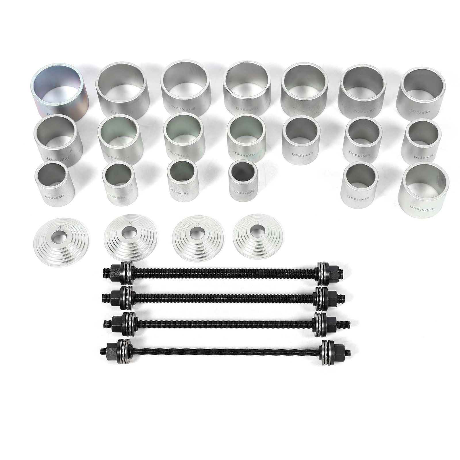 プルスリーブキット 28点セット 油圧プレス SST特殊工具 スリーブ アタッチメント 当て金 汎用 ブッシュ ベアリング マウント 脱着 圧入 交換 ハブベアリング 治具 28点セット WWW_SKLAD-KIRPICHA_RU