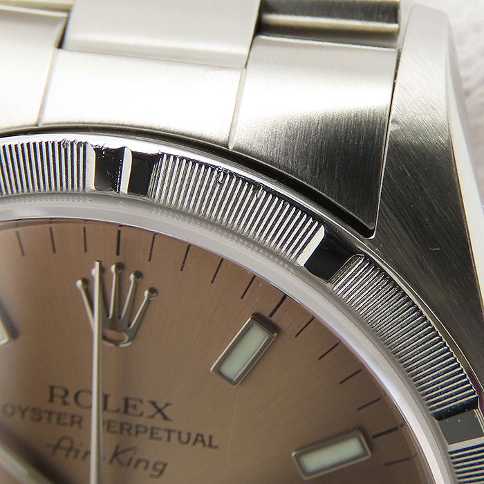 ロレックス 14010 エアキング ピンク 369 自動巻 ステンレス エンジンターンドベゼル 2001年 ROLEX AirKing SS Pink  3135 腕時計 逸品質屋 丸高 尼崎 兵庫 a24k5-1 【中古】【送料無料】