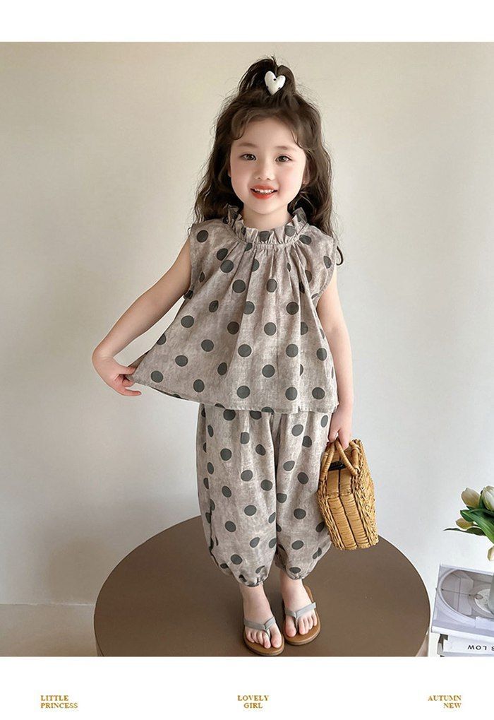 女の子 夏服 上下セット 女児 夏 ドット 子供 3歳~6歳 上下
