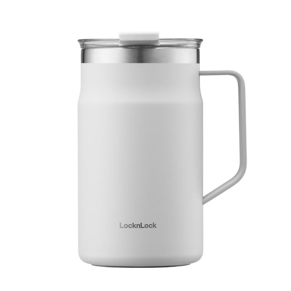 ホワイト LHC4282NWHT 大きめ 600ml ステンレス ロック＆ロック 保冷 保温 ふた付き メトロ マグカップ ベストコ