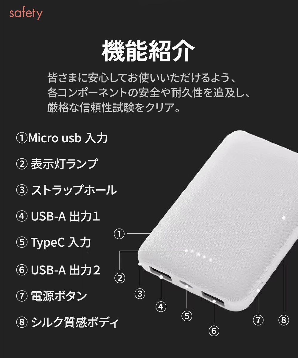 モバイルバッテリー 大容量 5000mAh 2台同時充電 急速 軽量 薄型 スリム コンパクト 防災 電源 防寒ベスト iPhone スマホ PSE