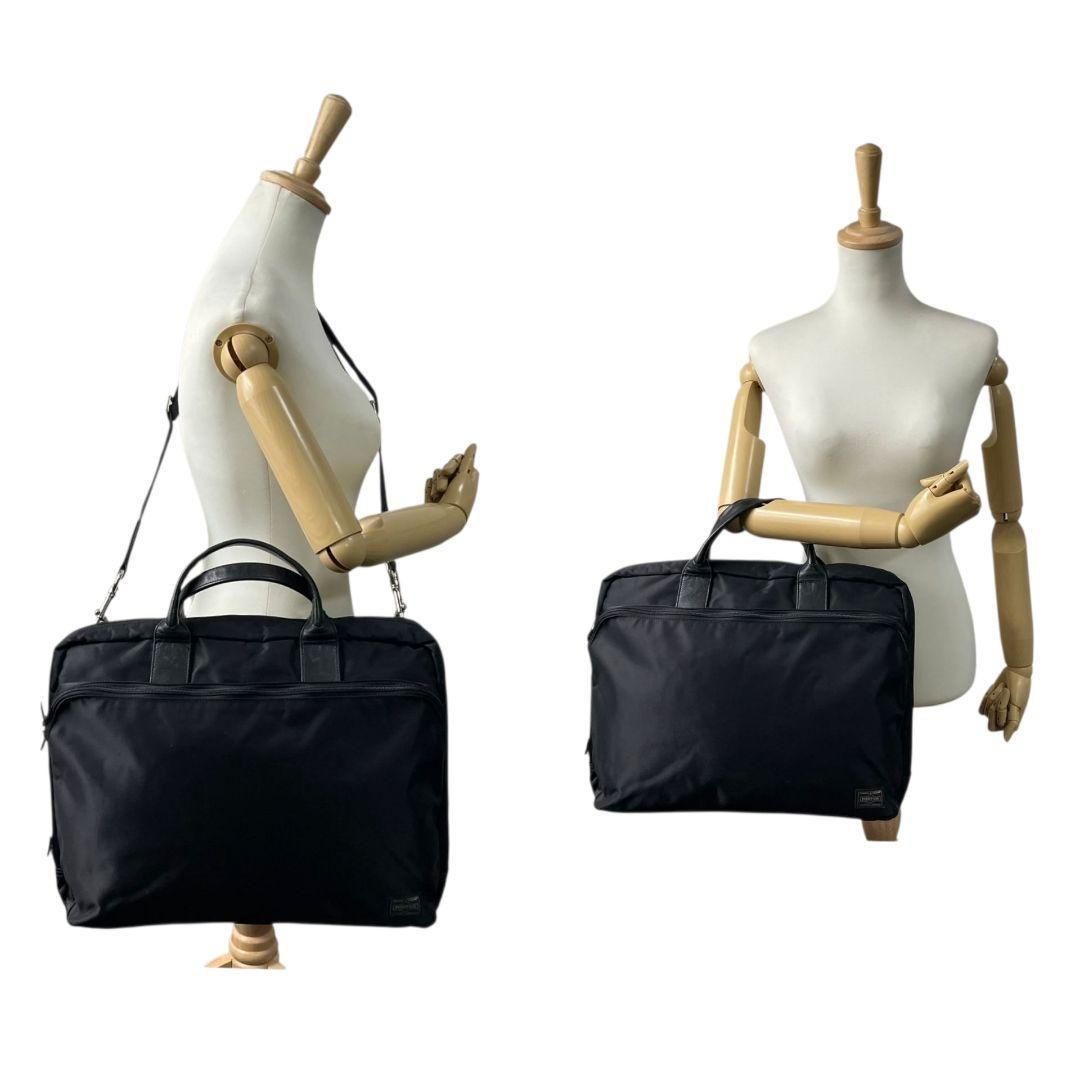 【希少】PORTER ビジネスバッグ レザー ブラック A4収納可能 ポーター ビジネスバッグ 黒 ブラック A4収納 2way ナイロン