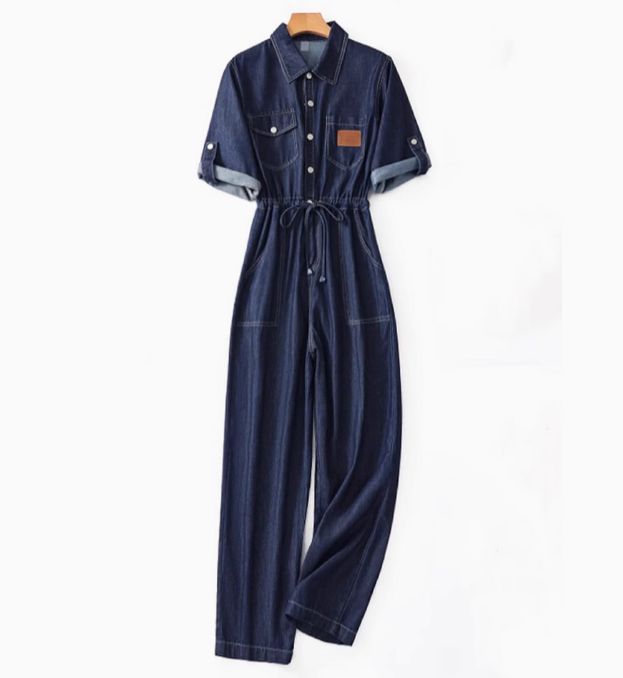 2025夏季の新型の のデニムのつなぎのズボンの小背韓版の工装のつなぎのズボンの女性の気質はやせて見えます