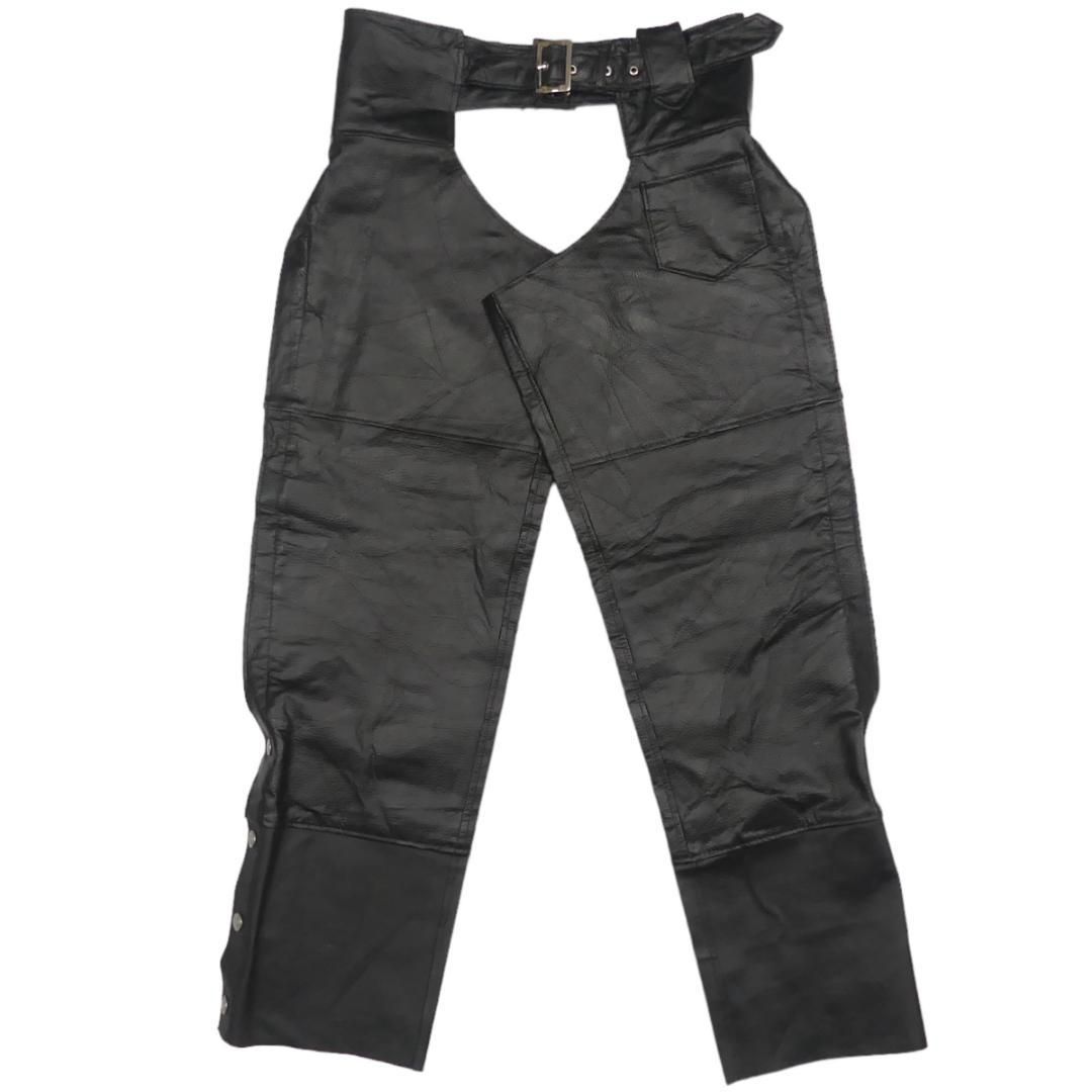 レザーパンツ バイク 本革 チャップス L メンズ 黒 バイカー X7125