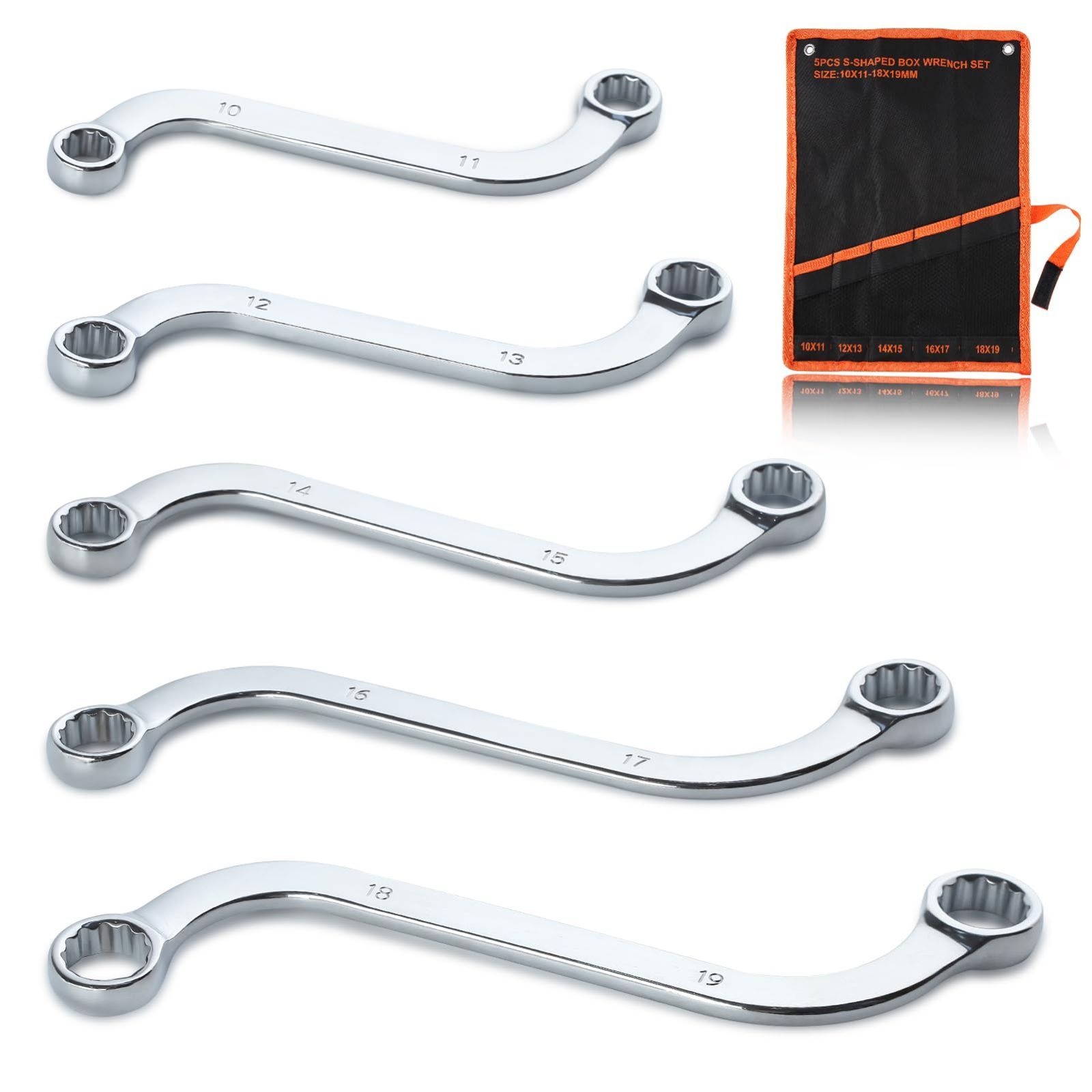 SPEEDWOX Sレンチ S型めがねレンチセット S字めがねレンチ S字ボックスレンチセット Sスタイルボックスレンチセット Sシェイプレンチ Sスタイル ボックスレンチセット S型レンチ 鏡面研磨めがねレンチセット 防錆スパナ 12ポイント 自転車 バイク