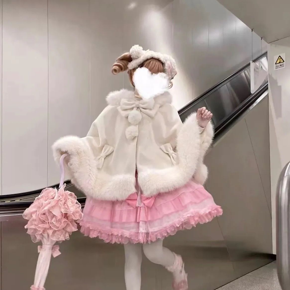 人気商品💕 地雷系 ポンチョ コート ケープコート 送料無料 ファー