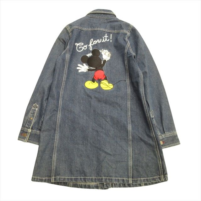エックスガール × ディズニー x-girl × Disney ミッキーマウス デニム ワンピース ロング シャツ コート ジャケット ブルゾン  ブラウス カットソー 刺繍 1 インディゴ レディース♪３