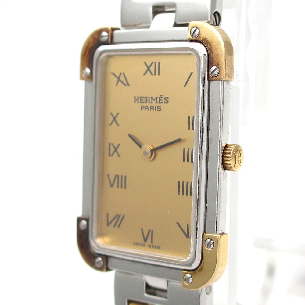HERMES エルメス クロアジュール CR1.220 SS+GP クォーツ レディース 