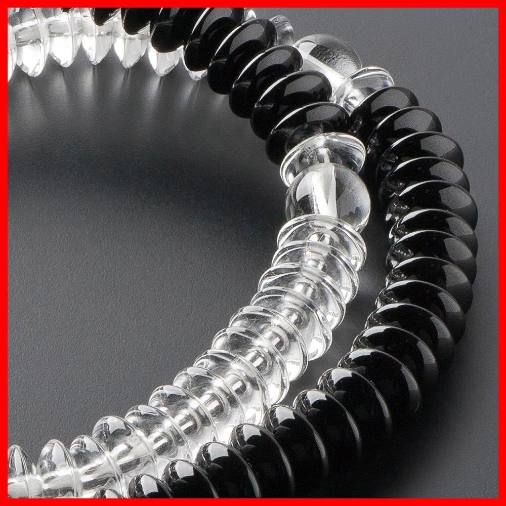 数量 108珠 本水晶 特選腕輪念珠 黒オニキス 平玉 半装束仕立 本式 正式 数珠ブレスレット ブレス数珠 腕輪数珠 パワーストーン 二輪 発行 仏壇屋 証明書付