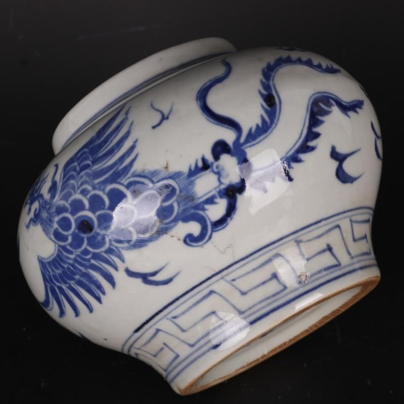明宣徳青花鳳紋缶 景徳鎮 陶磁器 装飾品 現代工芸品 美術品 置物 明宣徳青花鳳紋缶 景徳鎮 陶磁器 装飾品 現代工芸品 美術品 置物